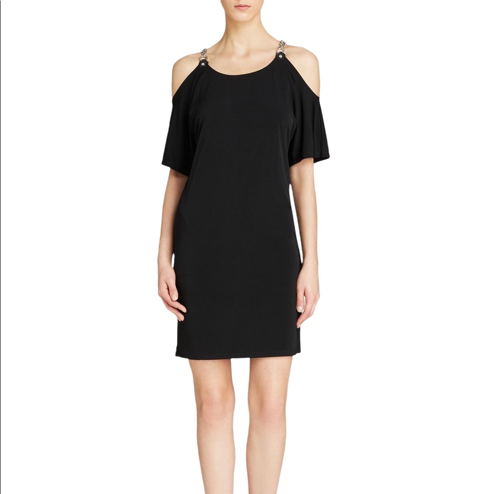 Micheal Kors Black Cold Shoulder Chain Strap Dress in size Medium
